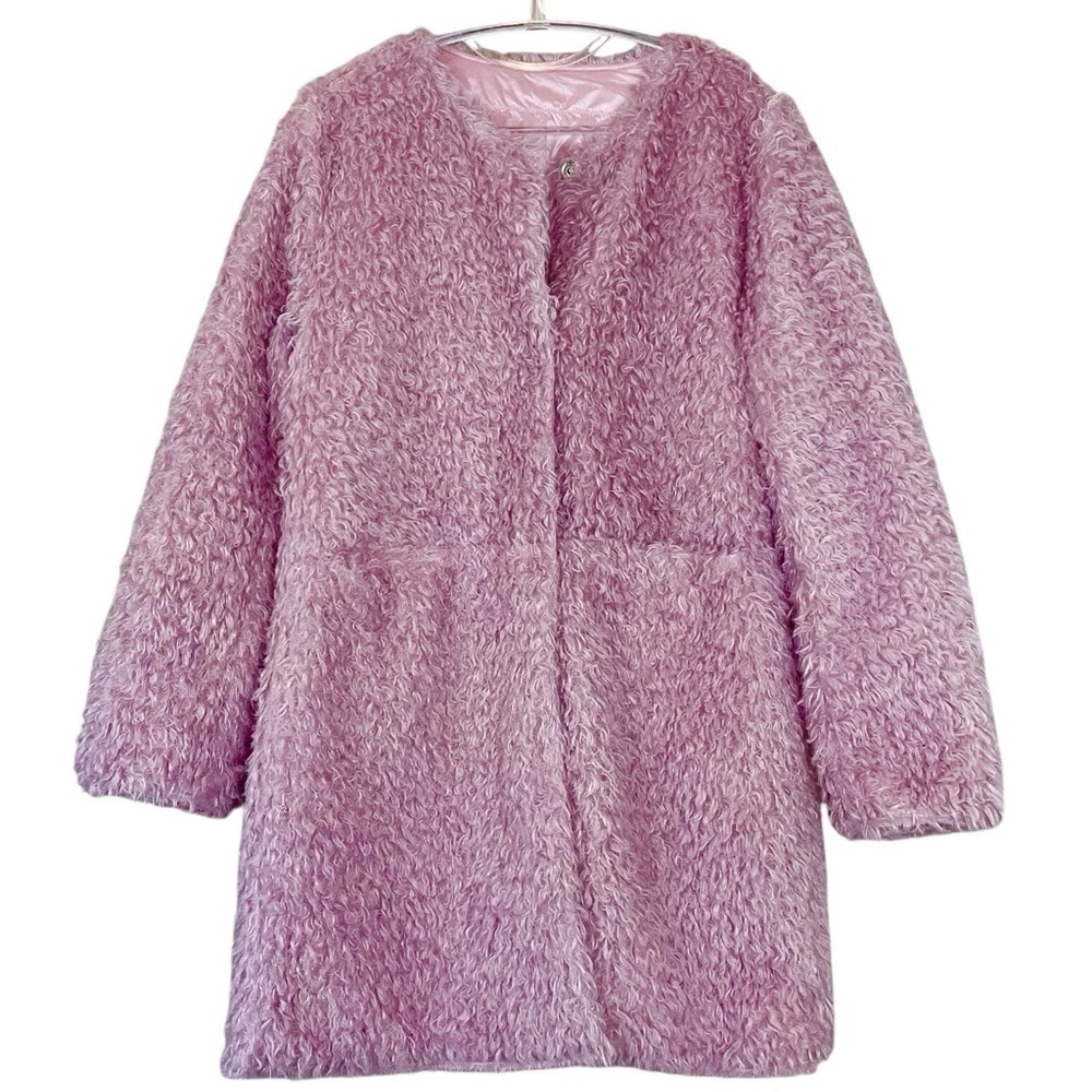 Luii Reversible Faux Fur Puffer Snap Coat Jacket Dusty Pink Size M